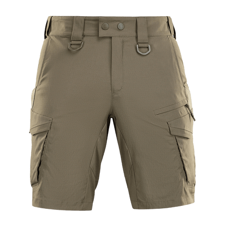 M-Tac Aggressor Summer Flex Shorts, kevyt Flex Rip-Stop -kangas, taktiset shortsit taskuilla ja säädettävällä vyötäröllä.