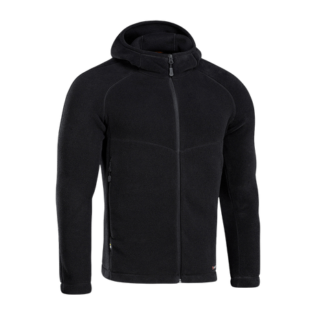 Musta M-Tac Sprint Fleece Sweatshirt Polartec hupulla, kestävä fleece, ihanteellinen päivittäiseen käyttöön ja aktiviteetteihin. Valmistettu Polartec® 200 Series -materiaalista.