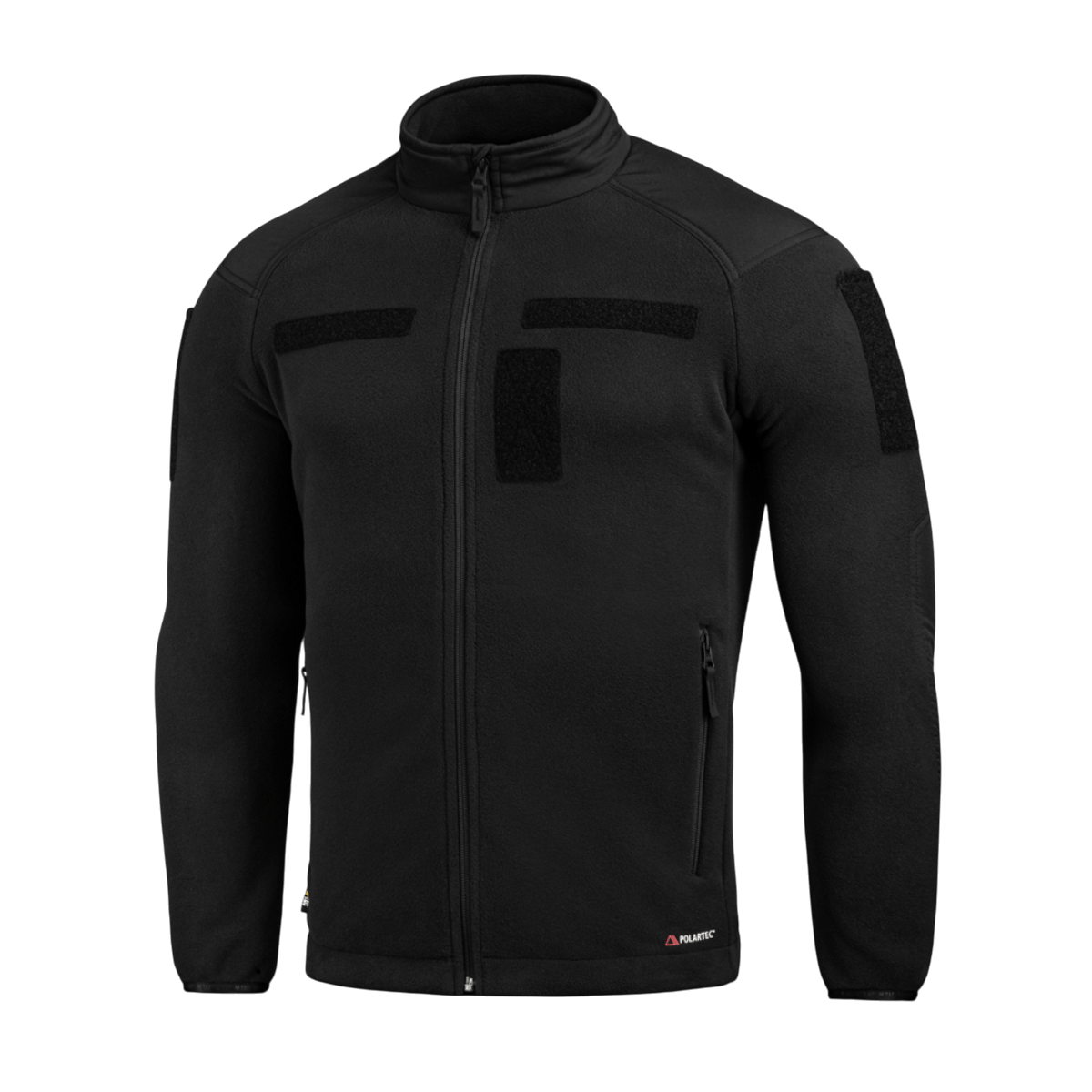 M-Tac Combat Fleece Polartec -takki mustana, Polartec® fleece ja tuulta- ja joustavaa kangasta, suunniteltu taktiseen ja arkikäyttöön.