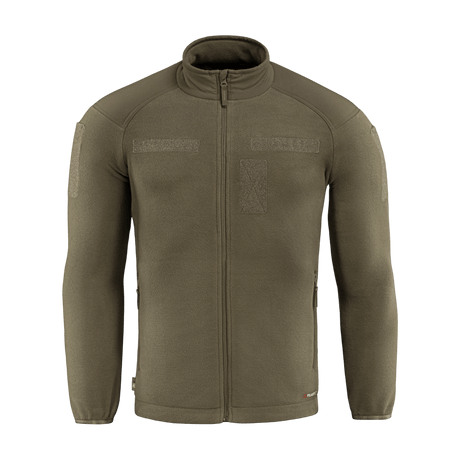 M-Tac Combat Fleece Polartec -takki oliivinvihreänä, YKK-vetoketjut ja Velcro-paneelit. Sopii taktiseen käyttöön ja lämmönsäätelyyn.