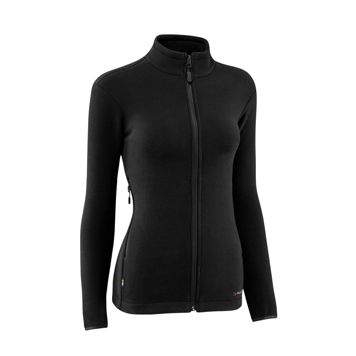 M-Tac Sweater Nord Fleece Polartec naisten malli mustana, suunniteltu mukavuuteen ja lämpöön, YKK-vetoketjulla ja pystykauluksella taktisiin ympäristöihin.