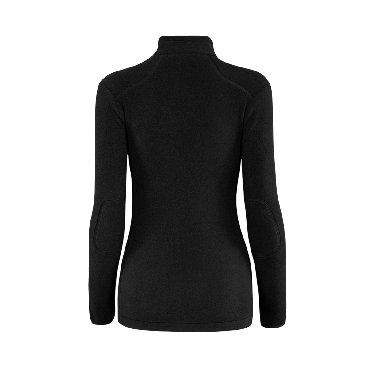 M-Tac Sweater Nord Fleece Polartec naisten malli mustana nähtynä takaa pystykauluksella ja tasasaumoilla, suunniteltu mukavuuteen ja lämpöön taktisiin ympäristöihin.