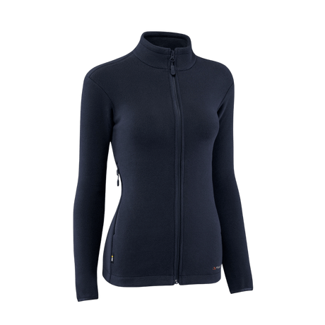 M-Tac Sweater Nord Fleece Polartec naisten malli mustana YKK-vetoketjulla ja pystykauluksella, suunniteltu naisille mukavuutta ja lämpöä varten.