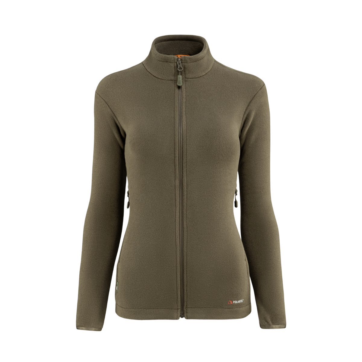 M-Tac Sweater Nord Fleece Polartec naisten malli oliivinvihreänä, suunniteltu mukavuuteen ja lämpöön Polartec® 200 Series -fleecellä ja YKK-vetoketjulla.