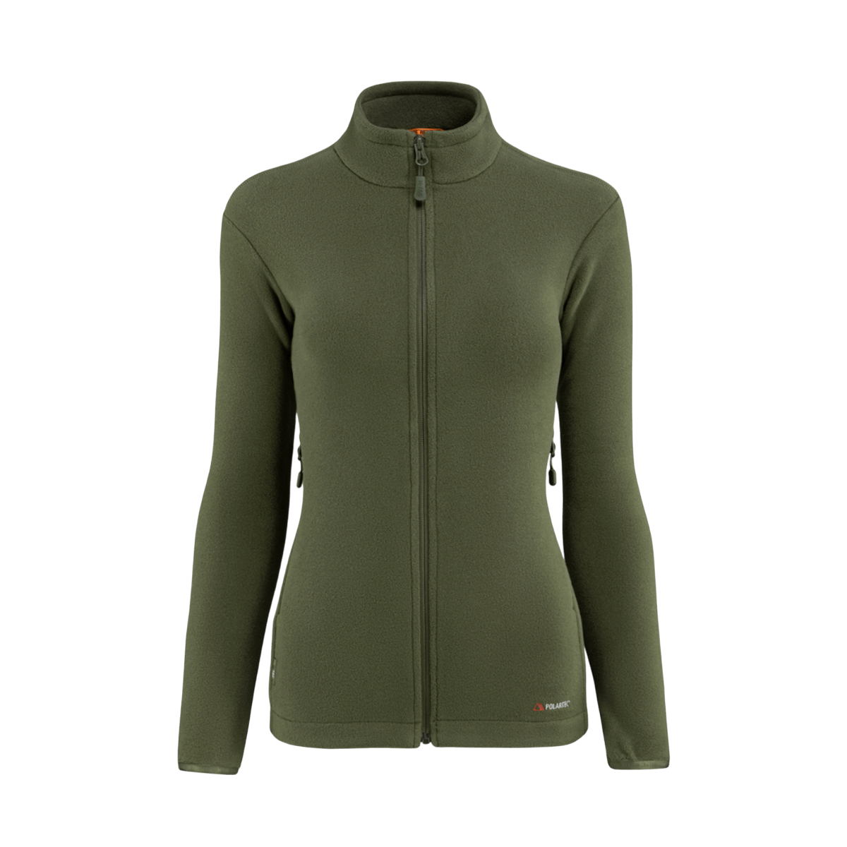 M-Tac Sweater Nord Fleece Polartec -naisten oliivinvihreä, YKK-vetoketjulla ja pystykauluksella, valmistettu Polartec 200 Series -fleecestä