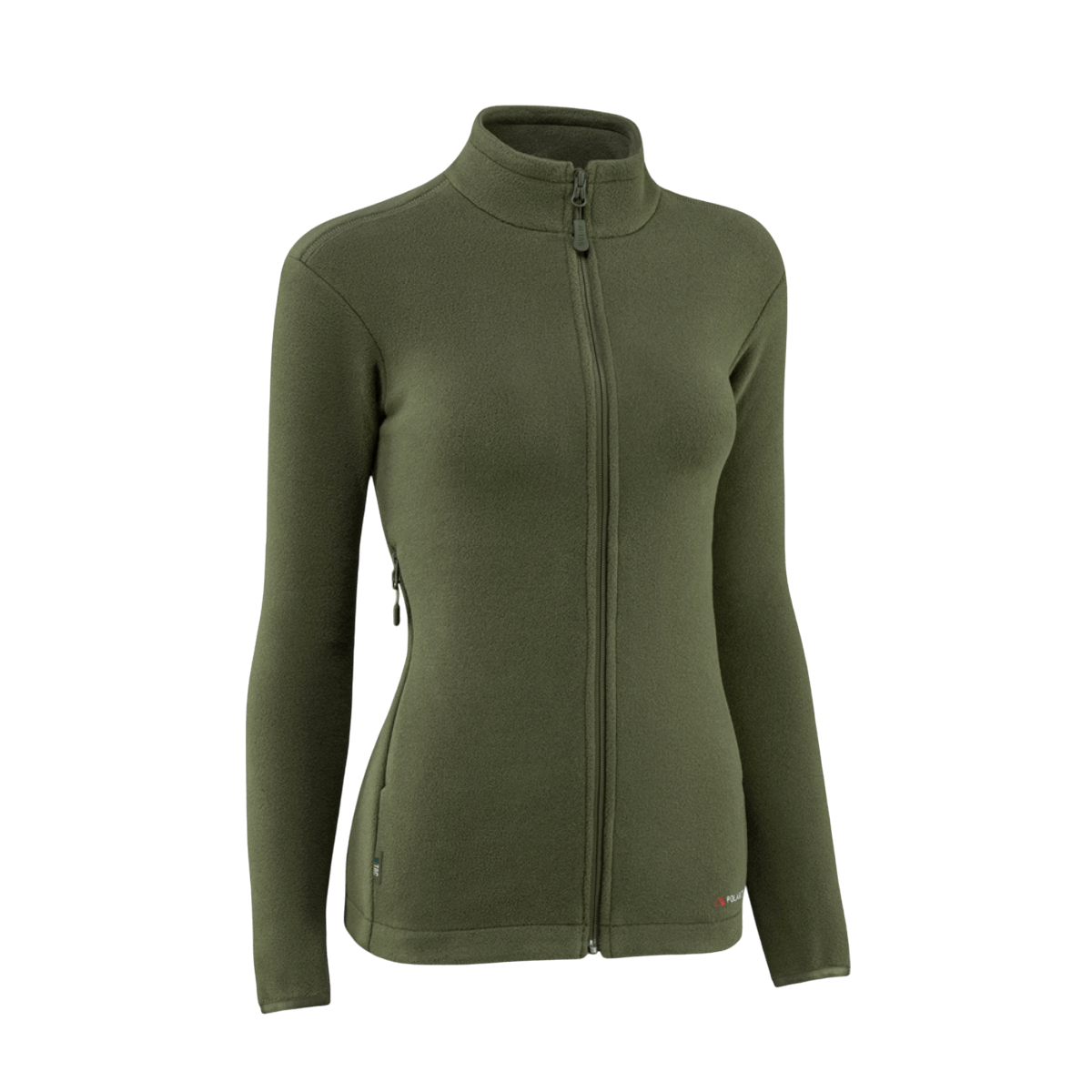 M-Tac Sweater Nord Fleece Polartec -naisten oliivinvihreä, YKK-vetoketjulla ja pystykauluksella, mukavuutta ja lämpöä tarjoava