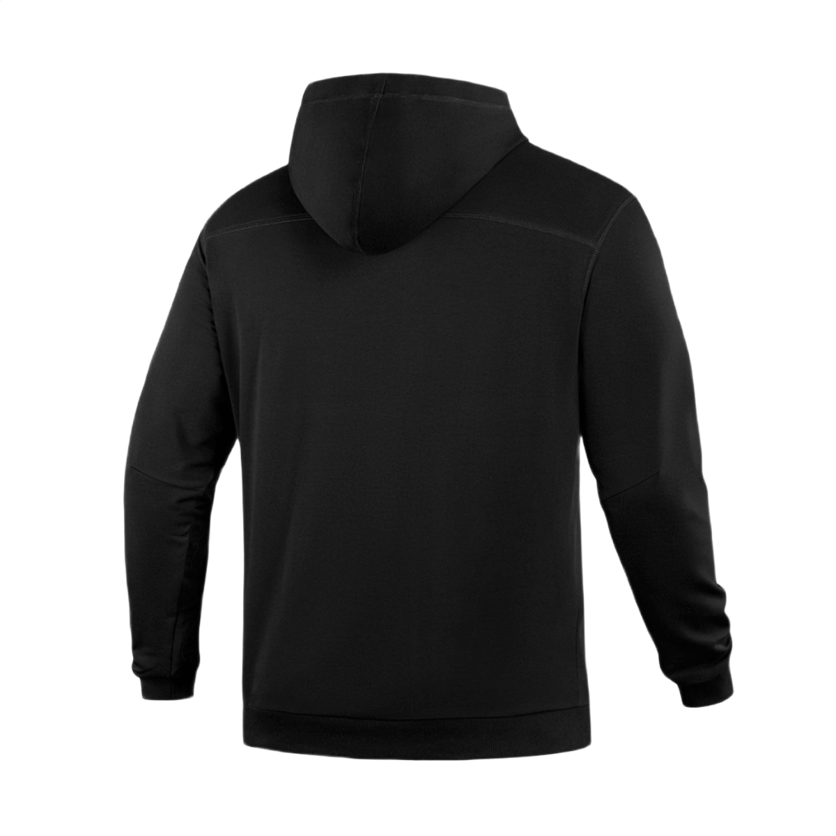 M-Tac Hoodie Freedom mustana, takaa. Sotilasaiheinen malli säädettävällä hupulla suojaa varten, valmistettu puuvillasta ja elastaanista.