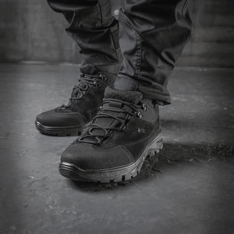 M-Tac Tactical Sneakers Patrol R Vent, musta, trekkingiin ja arkeen; kestävä nahka ja hengittävät mesh-paneelit.