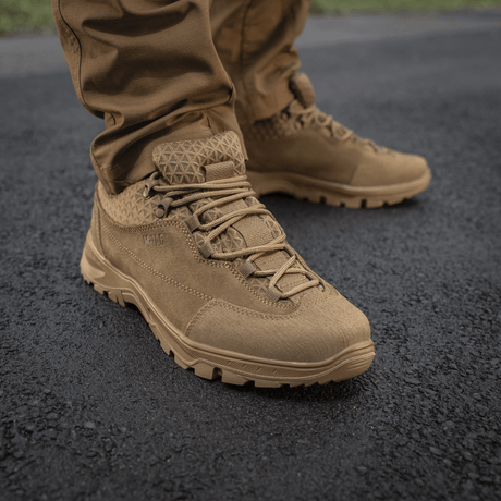 M-Tac Tactical Sneakers Patrol R Vent, trekkingiin ja ulkoiluun; kestävä mokkanahka ja liukastumaton pohja.