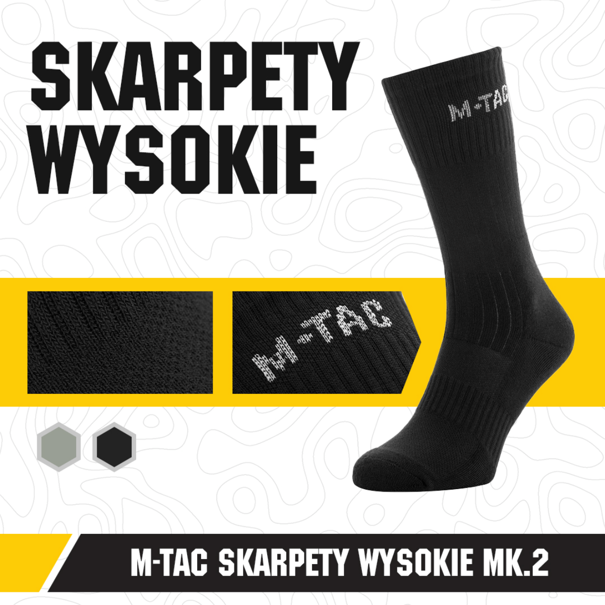 M-Tac Høje Sokker Mk.2 mukavuuteen ja tukeen trekkingissä erityisillä termoalueilla ja leveällä resorilla optimaaliseen istuvuuteen.
