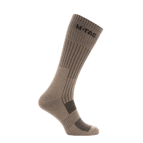 M-Tac Høje Sokker Mk.2 kehitetty trekkingiin tuella ja mukavuudella, termoalueilla ja jalkahihnalla liukumisen estämiseksi, beige.