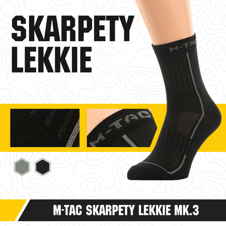 M-Tac Letvægtssokker Mk.3 mustina, ohuet ja ergonomiset trekkisukat hengittävällä materiaalilla, ihanteelliset kesäkäyttöön ja arkimukavuuteen.