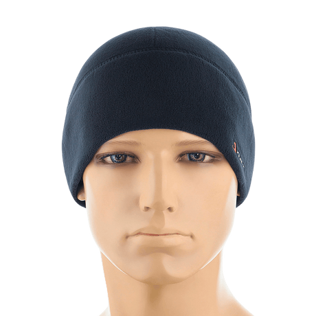 M-Tac Fleece Watch Cap Light Polartec mallipäähän asetettuna, talvihattu Polartec-fleecestä, musta, suojaa kylmältä ja tuulelta.