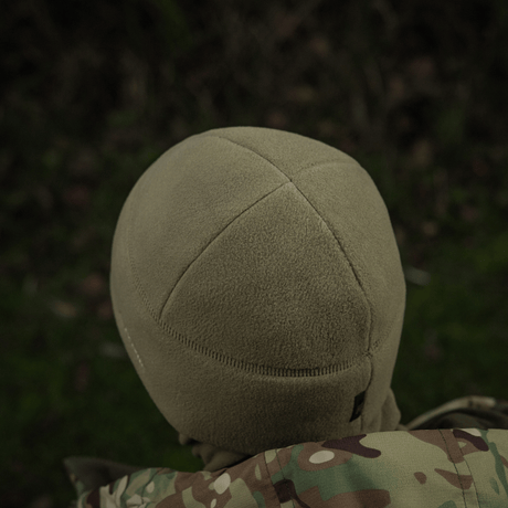 M-Tac Fleece Polartec Watch Cap beige takaa kuvattuna, valmistettu Polartec® 200 Series -fleecestä, sopii talveen ja ulkokäyttöön.