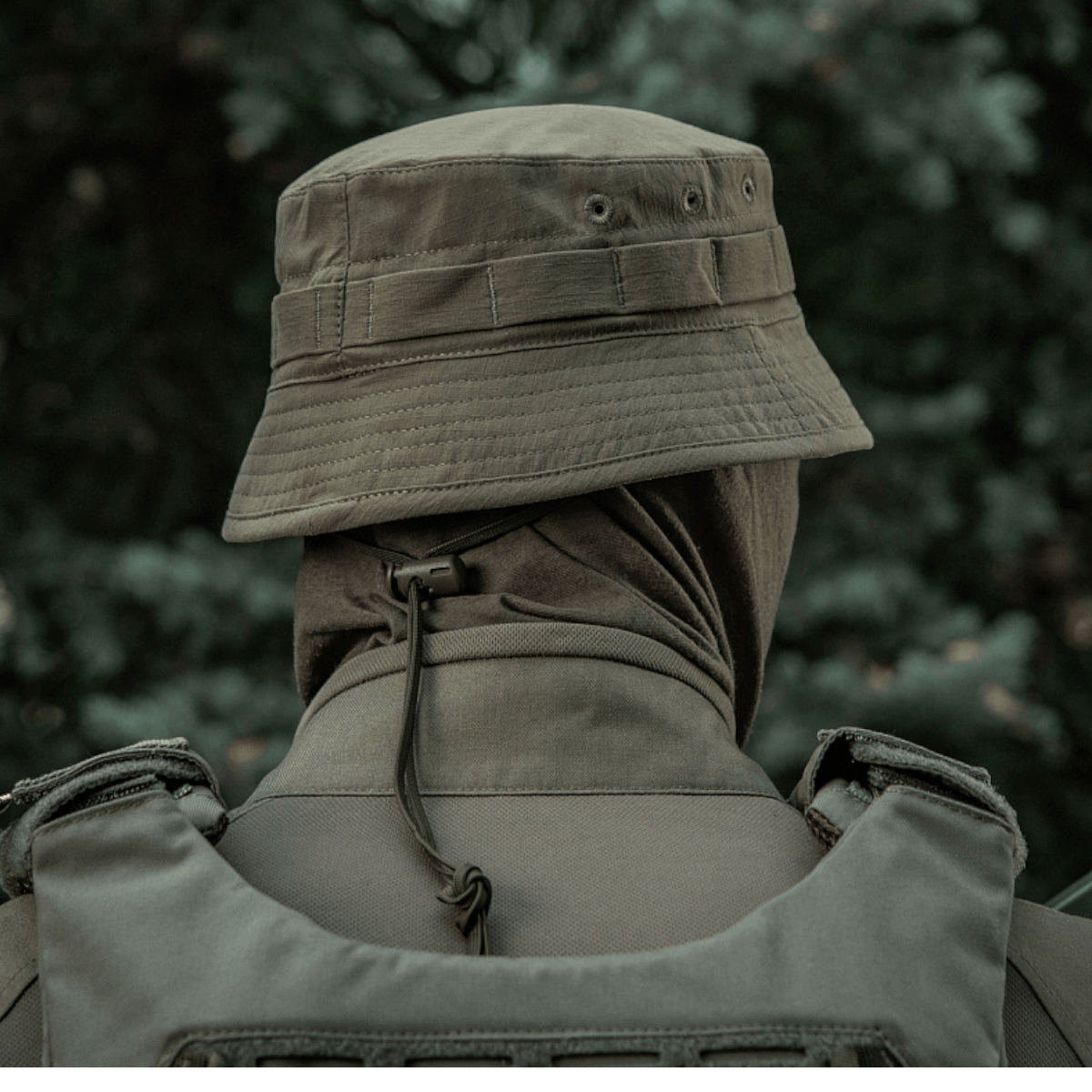 M-Tac Panamahat Gen. II Summer Flex oliivinvihreä nylon/elastaani, NIJ-sertifiointi, näytetty takaa, galleria-asento 1.