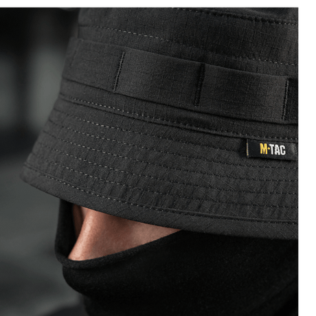 M-Tac Panamahat Gen. II Summer Flex musta nylon/elastaani säädettävällä istuvuudella ja NIJ-sertifiointi, yksityiskohtainen kuva, galleria-asento 1