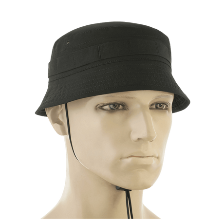 M-Tac Panamahat Gen. II Flex Rip-Stop musta rip-stop-kangas, NIJ-sertifiointi, näytetty manekiinilla etupuolelta, galleria-asento 1.