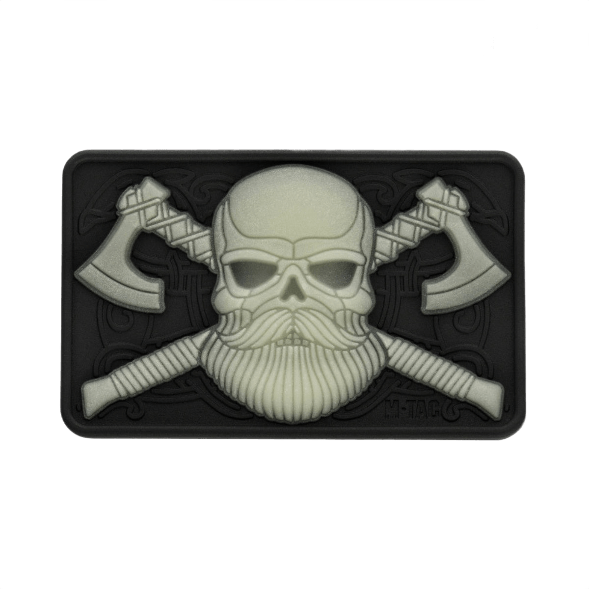 M-Tac Bearded Skull 3D PVC-patch partaisella kallo-kuviolla, Velcro-kiinnitys, taktinen moraalitarra, kestävä, sotilas- ja ulkokäyttö, 80x50mm.