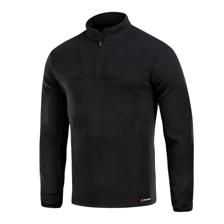 M-Tac Delta Polartec fleece-takki mustana puolivetoketjulla, valmistettu hengittävästä Polartec® Micro Series -fleecestä lämmöksi ja mukavuudeksi.