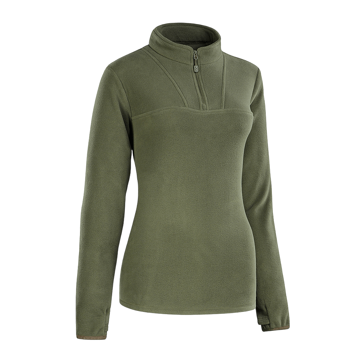 M-Tac Delta Polartec -naisten fleece-takki oliivinvihreänä, valmistettu Polartec® Micro Series -fleecestä mukavuutta ja lämpöä varten.