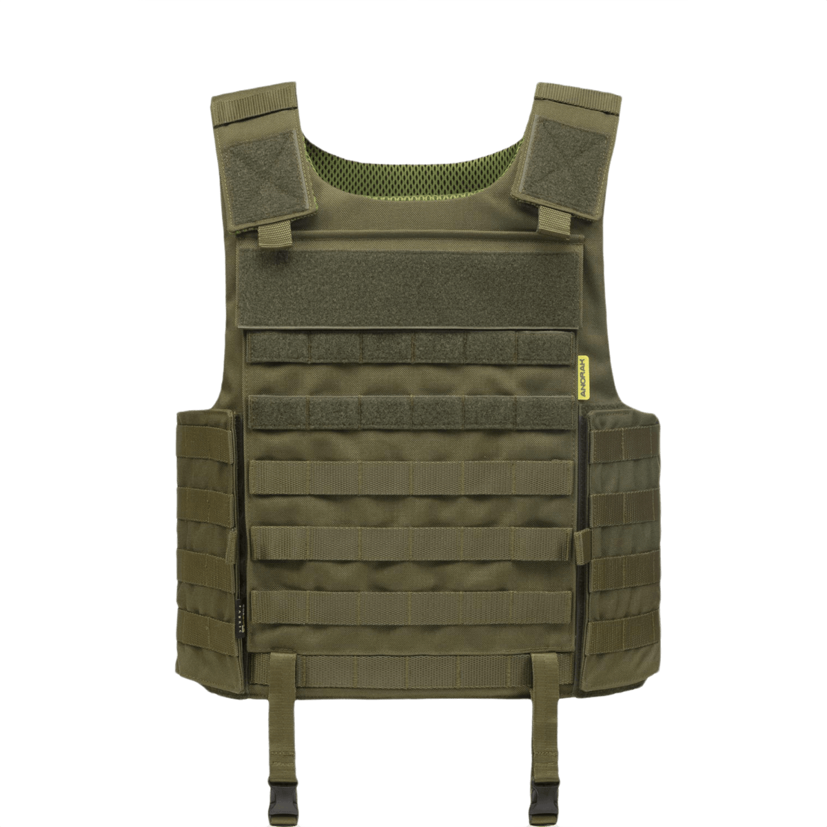 Anorak Rhodium® Tactical I vihreänä, NIJ 0101.06 taso Level IIIA suojaliivi, veitsi- ja pistonsuojattu, kestävä muotoilu.