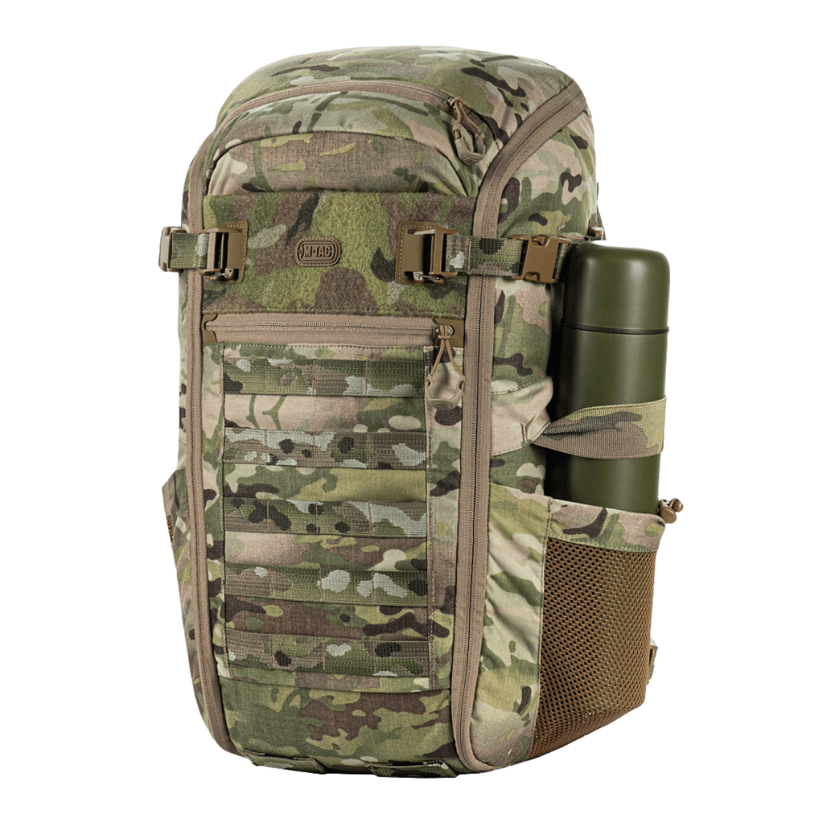 M-Tac reppu Gen. II Elite – Small, multicam-maastokuvio, täysavattava aukko, joustavat verkkotaskut ja vahva materiaali, galleria-asento 1.