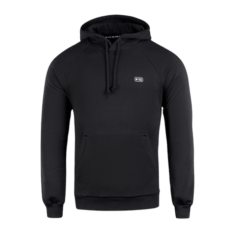 M-Tac Cotton Raglan -huppari, musta, raglanhihat ja huppu, valmistettu 100 % puuvillasta mukavuutta ja liikkumisvapautta varten.