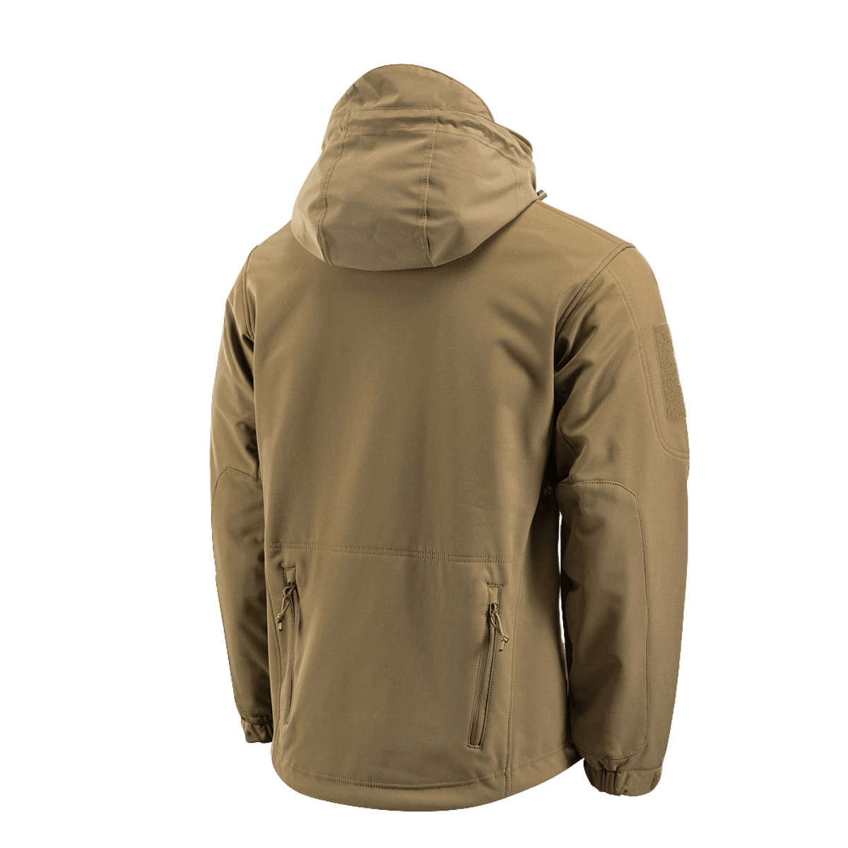 M-Tac Soft Shell Jakke med Liner takaa kuvattuna, beige takki irrotettavalla fleecenvuorella, sopii huonoon säähän. Kevyt ja kestävä.