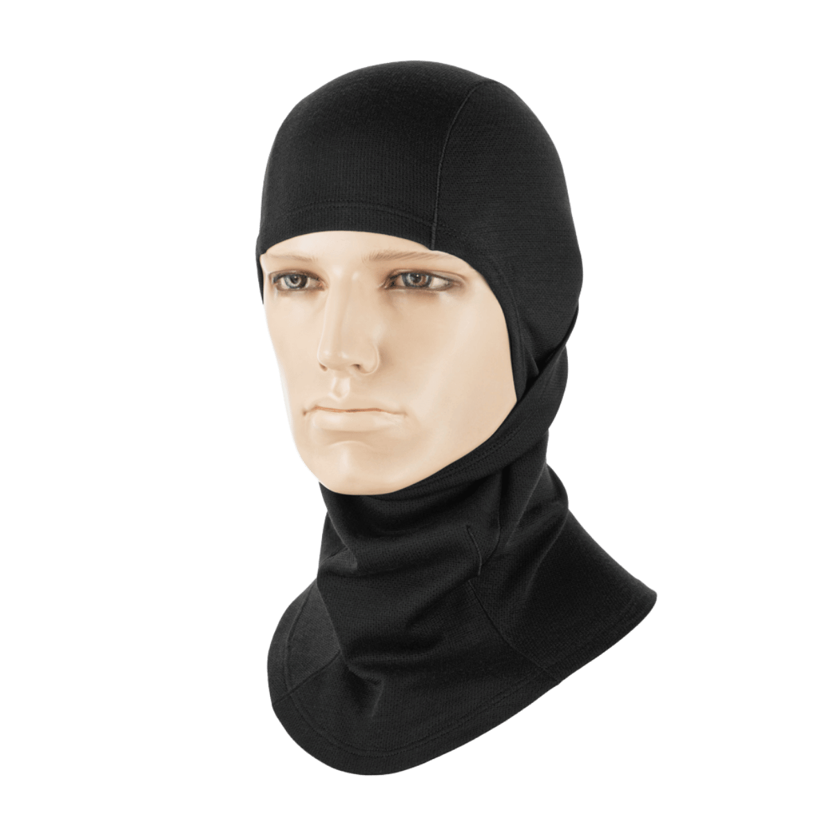 M-Tac Balaclava Ninja Moisture-Wicking Gen.II Polartec mustana, suunniteltu taktisiin tehtäviin ja ulkoiluun, tarjoaa suojaa sääolosuhteilta
