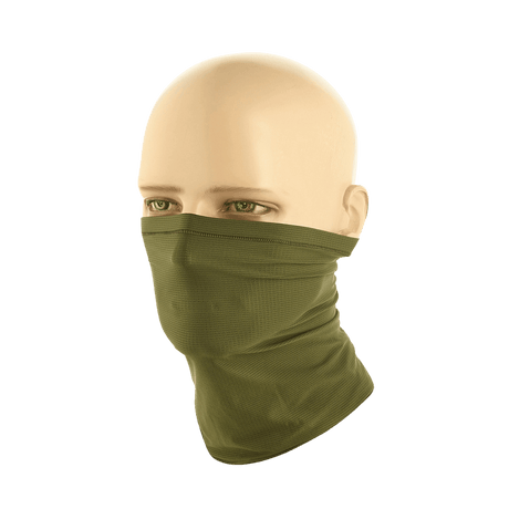 M-Tac Polartec Vent Tube Scarf vihreänä, mallinuken päällä kasvomaskina
