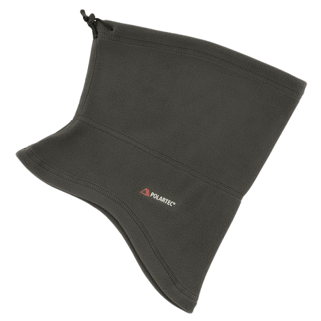 M-Tac Anatominen Tube Scarf Polartec-nyörillä, musta fleece, suunniteltu lämmöneristykseen ja monikäyttöiseksi kauluriksi, kasvomaskiksi ja otsapannaksi.