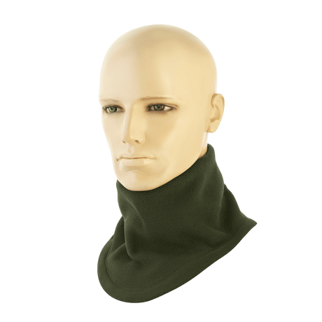 M-Tac Anatomisk Snood Justerbar Elite Fleece (320 g/m²) vihreänä mannekiinilla, täydellinen kylmään säähän ja monikäyttöön.