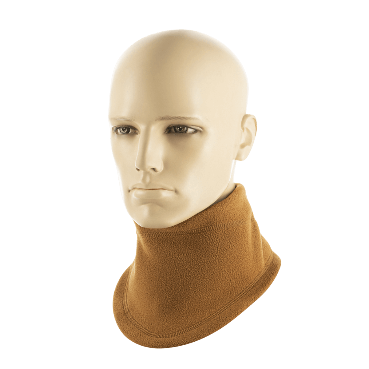 M-Tac Anatomisk Snood Justerbar Elite Fleece (320 g/m²) ruskea snood mannekiinilla optimaalista istuvuutta ja suojan antaakseen kylmää vastaan.