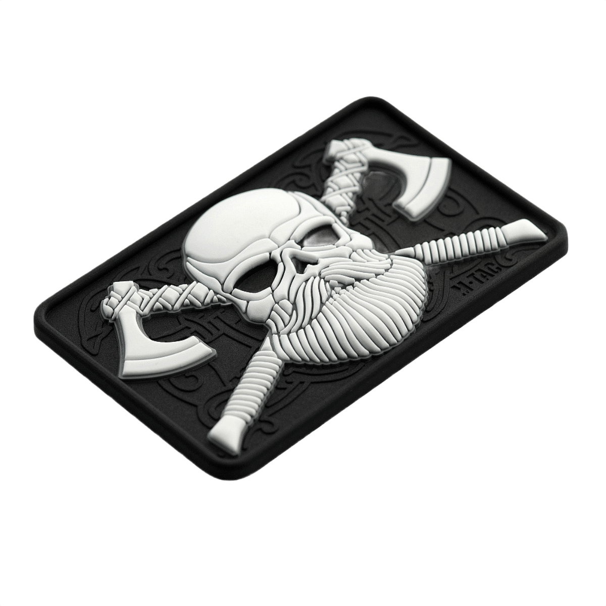 M-Tac Bearded Skull 3D PVC-patch partaisella kallo-kuviolla, Velcro-kiinnitys, taktinen käyttö sotilas- ja ulkoilmakäyttöön, 80x50 mm, kestävä PVC.