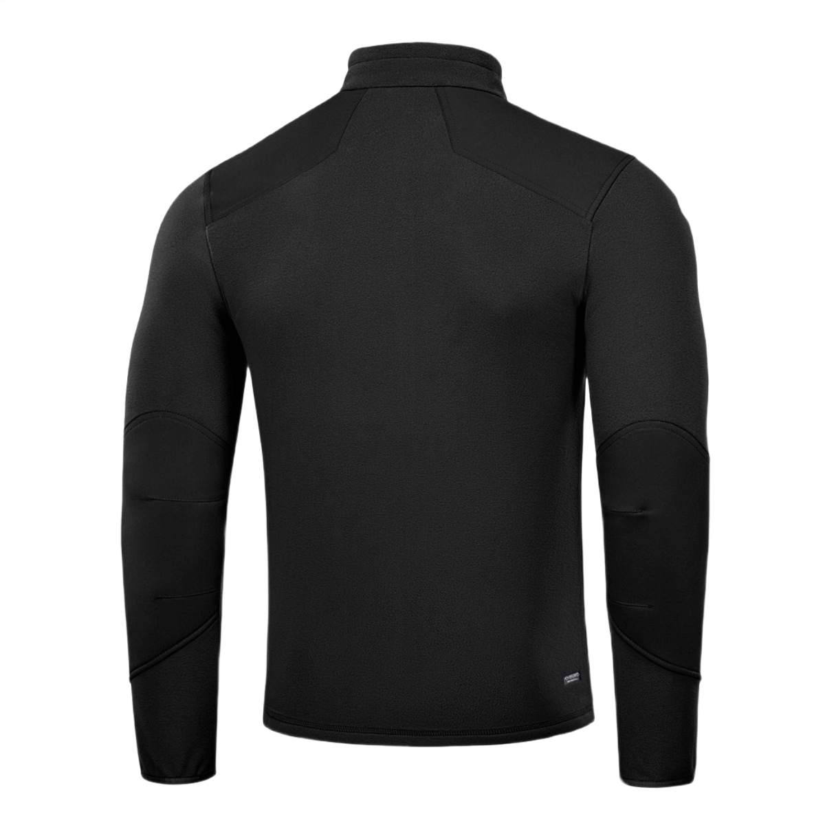 M-Tac Centurion mikrofleecejakun takaosa mustana, näyttää vahvistetut hartiat.