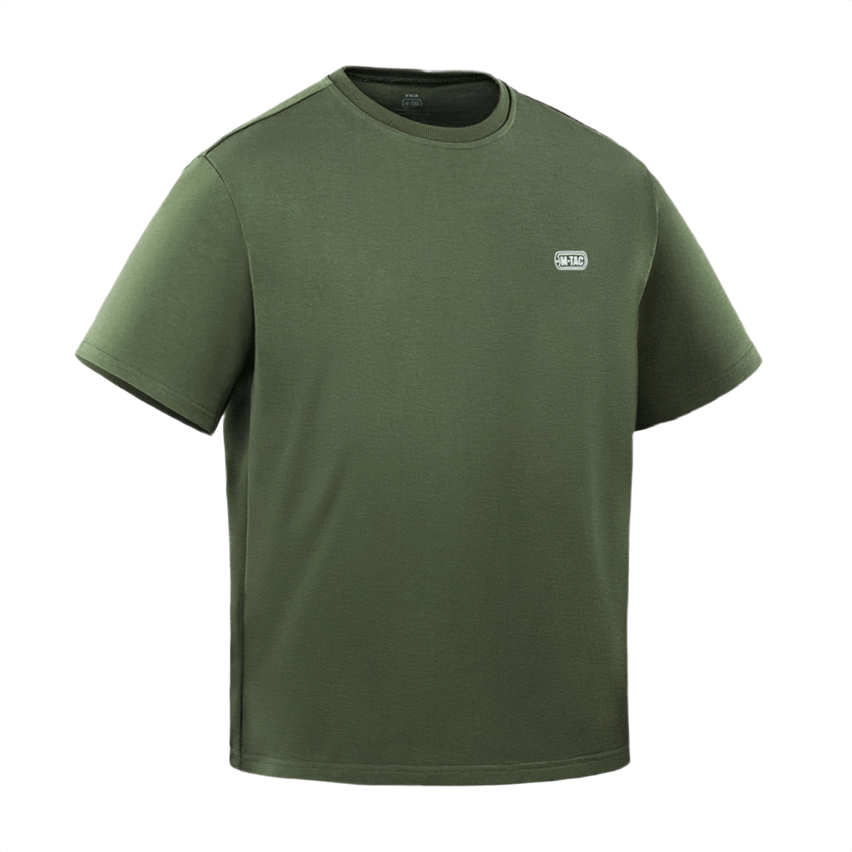 M-Tac Cotton HARD T-paita oliivinvihreänä korostaa oversize-designia ja mukavuutta hengittävässä, hypoallergeenisessa puuvillassa, heijastavalla logolla.