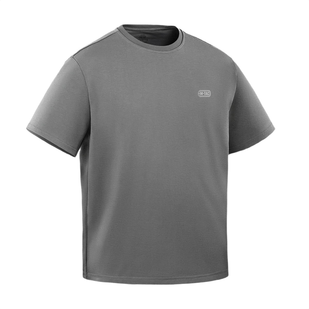 M-Tac Cotton HARD T-paita harmaana, oversize-istuvuus, litteät saumat ja heijastava logo. Mukava ja kestävä, 100% puuvilla.