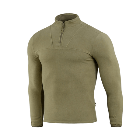 M-Tac Delta Fleece -takki oliivinvärisenä, mukava fleece ulkoiluun, mukana peukalonreiät, kevyt ja hengittävä