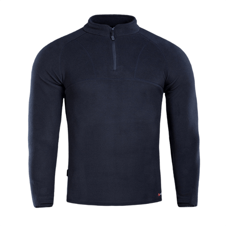 M-Tac Delta Polartec Raglan -takki laivastonsinisenä fleecenä keskirintavetoketjulla ja korkealla kauluksella, sopiva arkeen ja ulkoiluun.