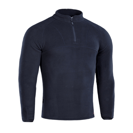 M-Tac Delta Polartec Raglan -takki mustana fleecenä korkealla kauluksella ja puolikkaalla vetoketjulla ulkoiluun.