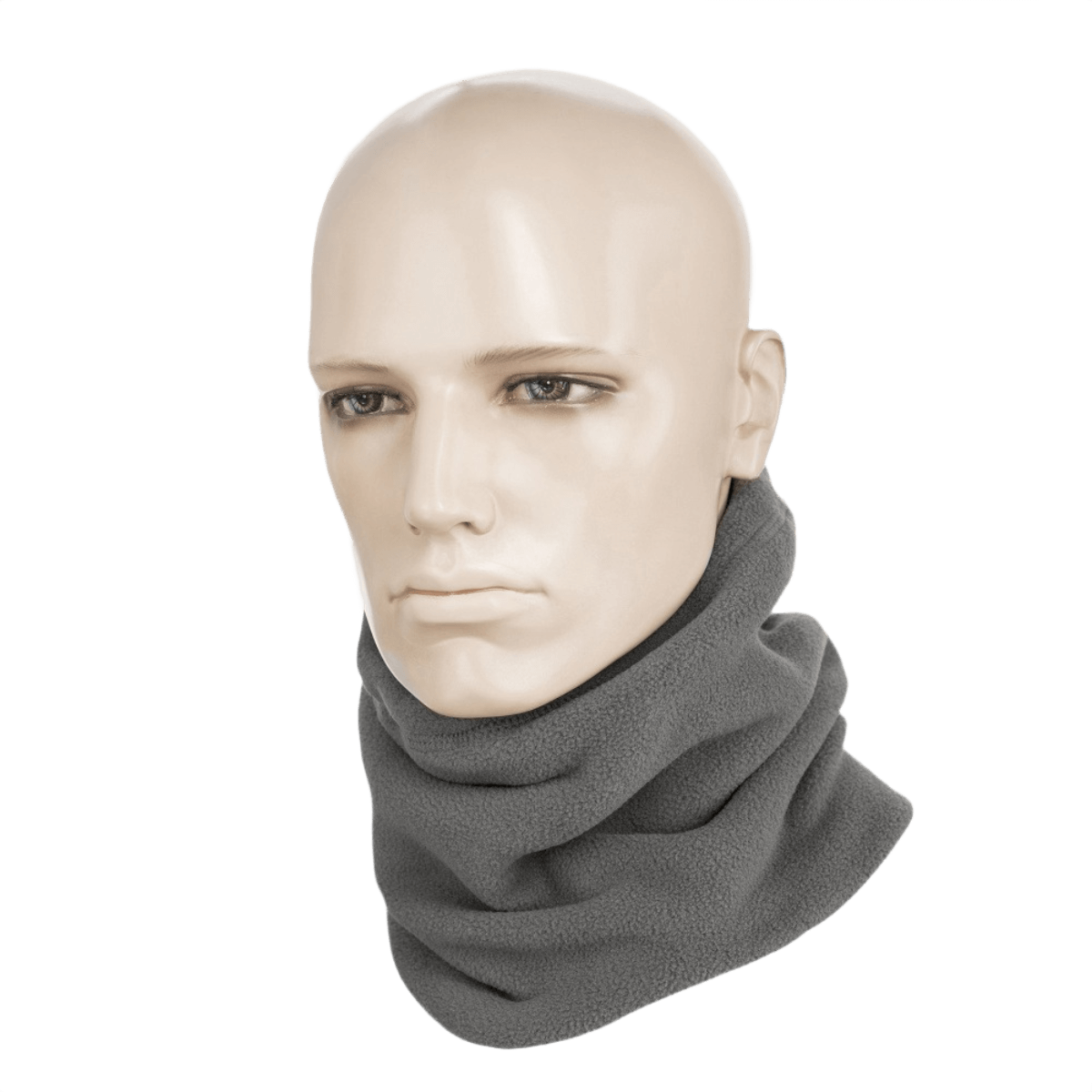 M-Tac Fleece Neck Gaiter med Snor harmaana mannekiinilla, monikäyttöinen kylmässä, säädettävä istuvuus, fleece 260 g/m².