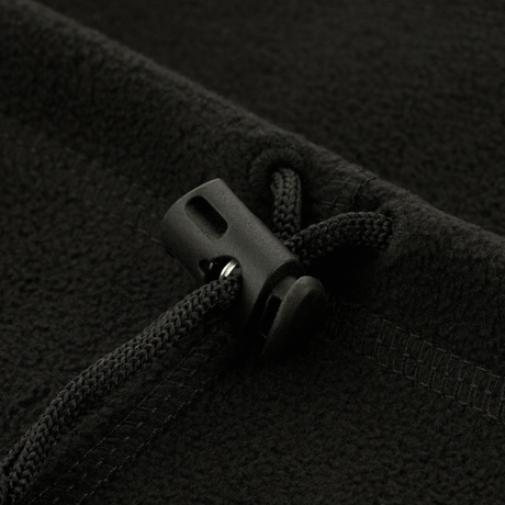 Lähikuva M-Tac Fleece Neck Gaiter med Snor – säädettävä nyörikiristys, musta fleece.