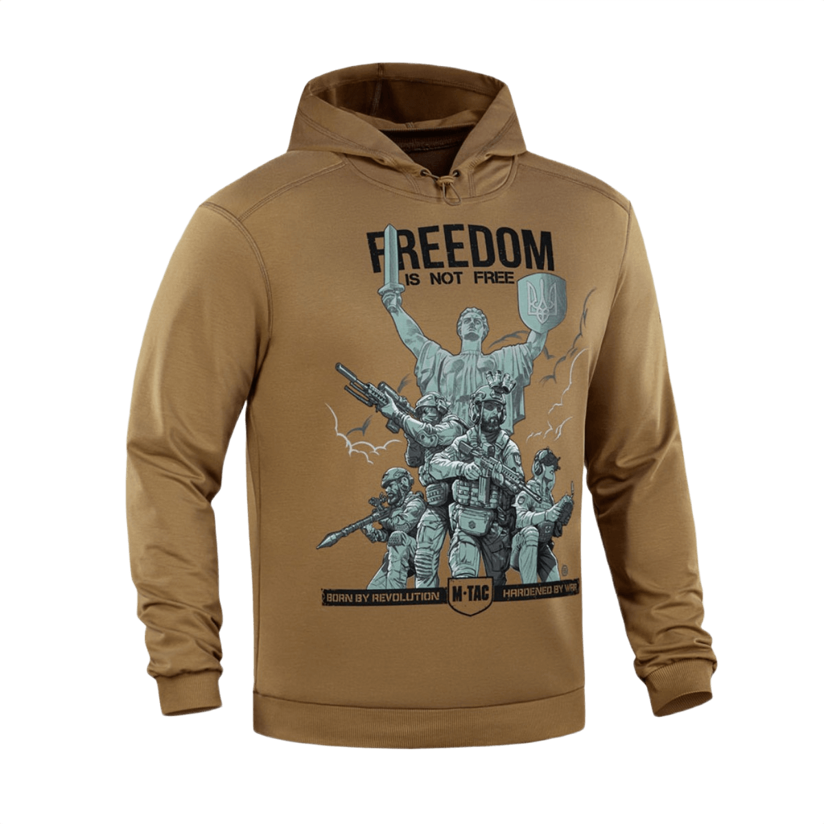 M-Tac Hoodie Freedom sotilaspainatuksella, säädettävällä hupulla ja joustavilla resoreilla. Mukava ja kestävä arkeen ja ulkoiluun.