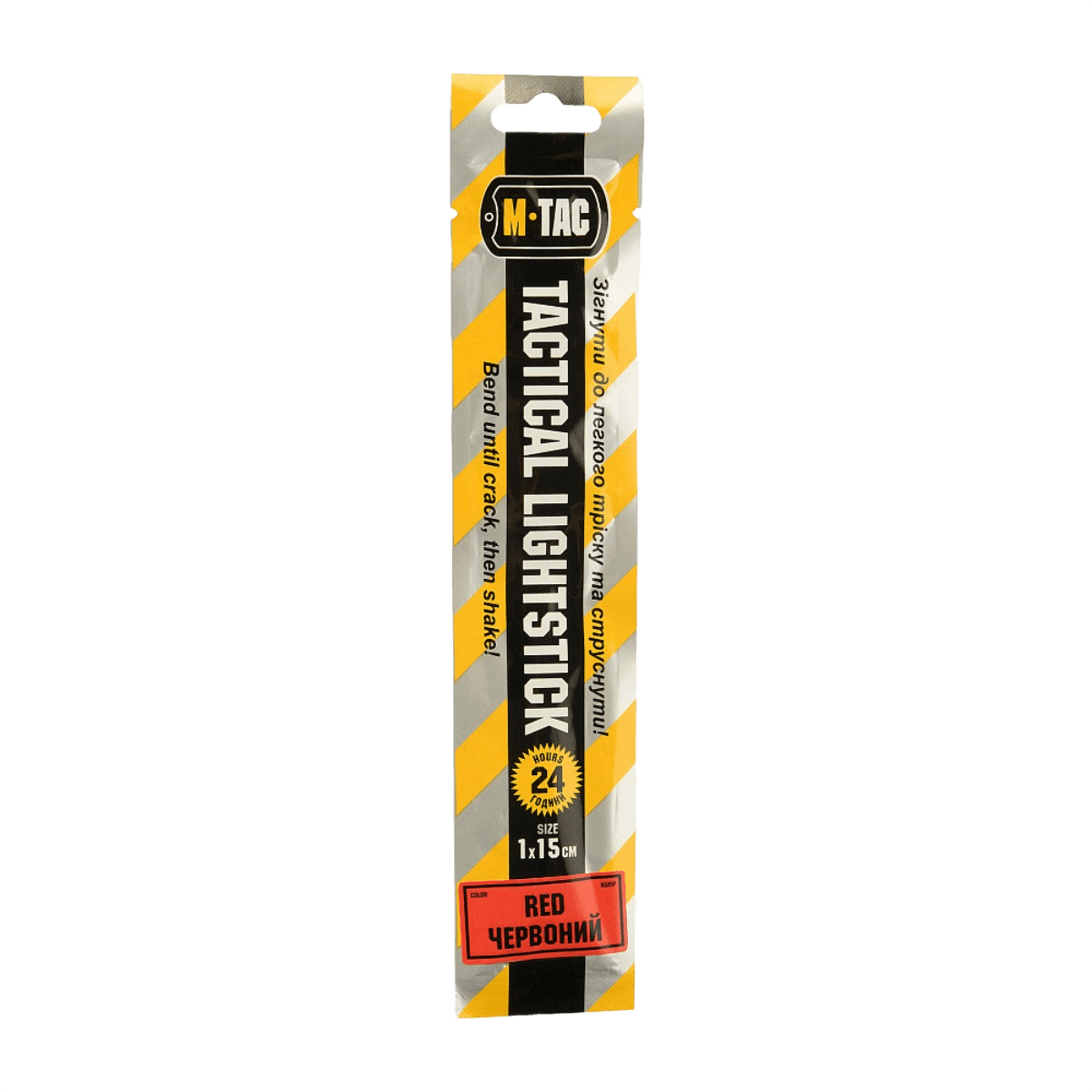 M-Tac Glow Stick 15 cm punaisessa pakkauksessa, 24 tunnin valonlähdeindikaattori.