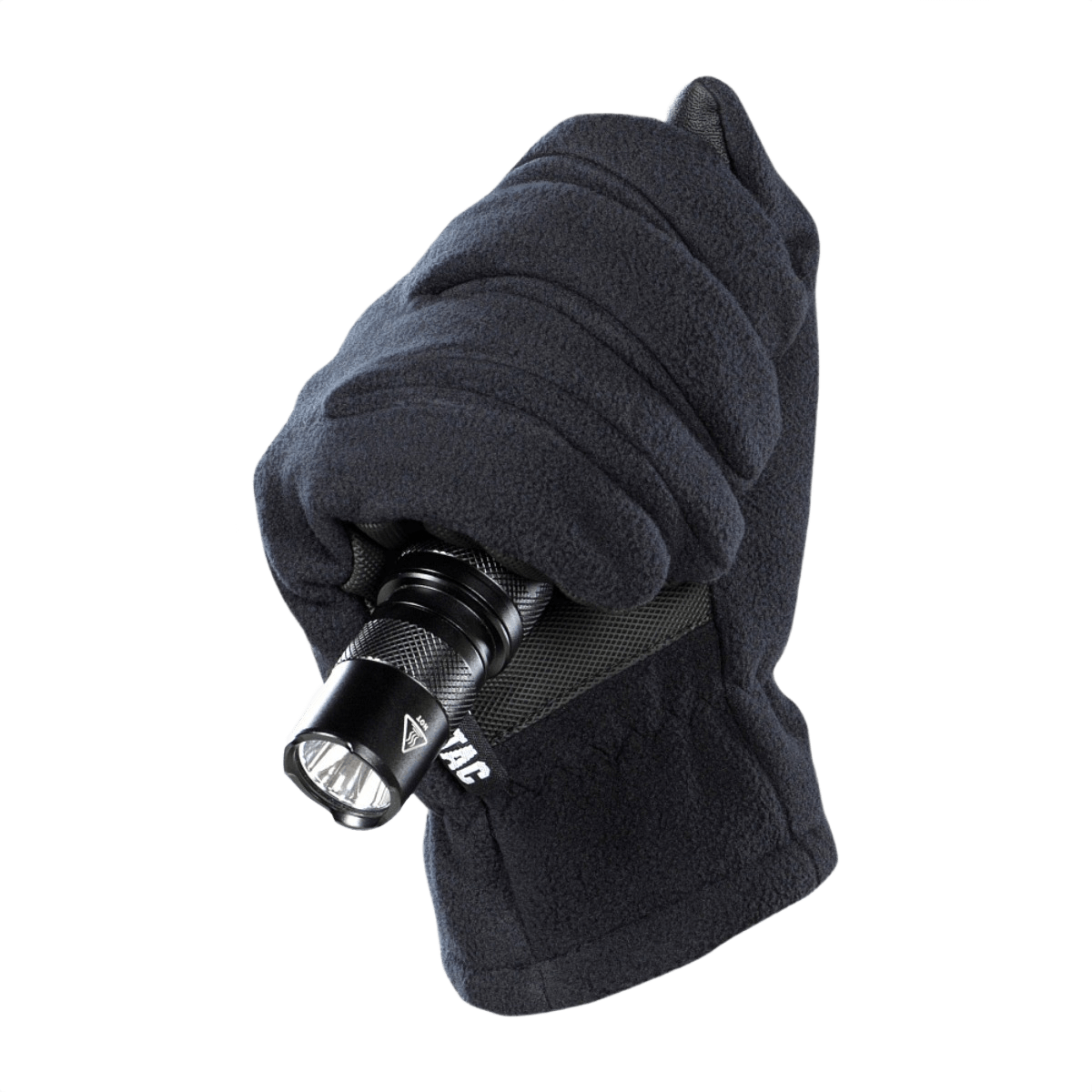 M-Tac-hanskat Fleece Thinsulate kosketusnäytöllä pitävät taskulamppua, tarkoitettu kylmältä suojautumiseen ja mukavuuteen.