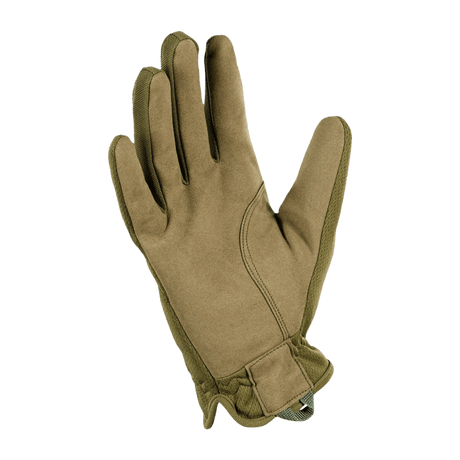 M-Tac Handsker Scout Tactical Mk.2, oliivinvihreä, synteettinen nahka kestävyyteen ja joustavuuteen, kuvattu takaa.