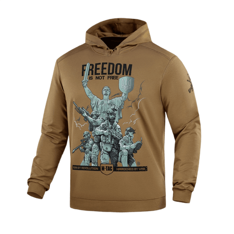 M-Tac Hoodie Freedom yhdistää sotilasaiheisen designin mukavuuteen ja joustavuuteen, sopii arkeen ja ulkoiluun.
