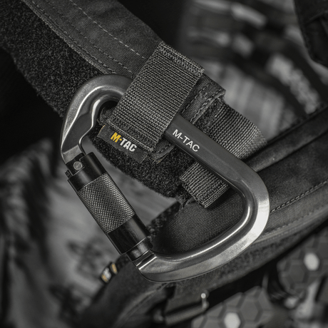 M-Tac Key-Lock karabiini alumiinia automaattisella lukolla kiipeilyyn ja turvallisuuteen, CE EN362 hyväksytty, musta.