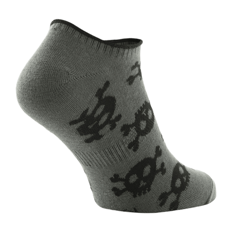 Harmaat M-Tac kevyt kesäsukat Pirate Skull, merirosvokallon kuvio, ergonominen istuvuus juoksuun ja ulkoiluun lämpimällä säällä.