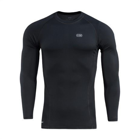M-Tac Level I Polartec Thermal Shirt mustana, anatominen istuvuus ja litteät saumat optimaaliseen mukavuuteen kylmässä säässä.